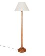 Off White Knife Pleated Cotton Shade Floor Lamp with Wooden Base | 12 x 57 Inches For Cheap