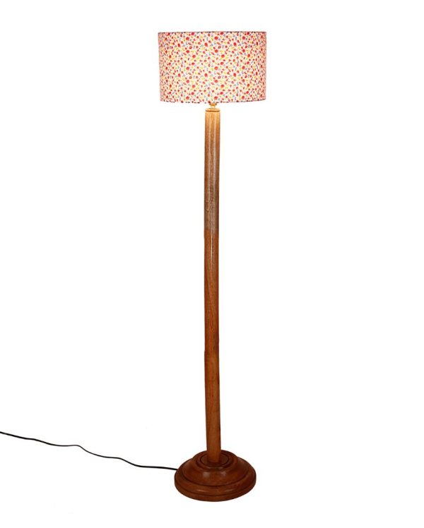 Chic Cotton Drum Shade Floor Lamp with Wooden Base | 12 x 57 Inches Fashion