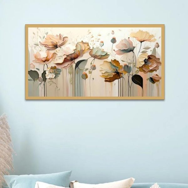 Blossom Abstract Flower Canvas Wall Painting With Acrylic Frame Online now