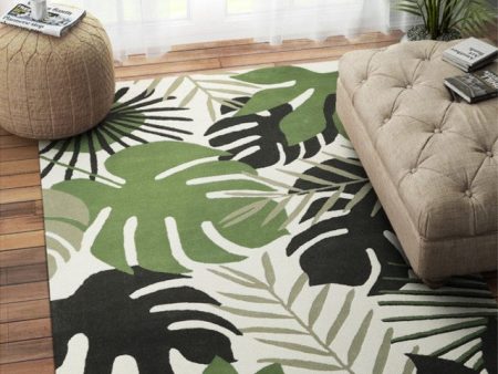 Chevron Hand Tufted Wool Carpet Bold Patterns | Green | 5 x 8 Feet Online now