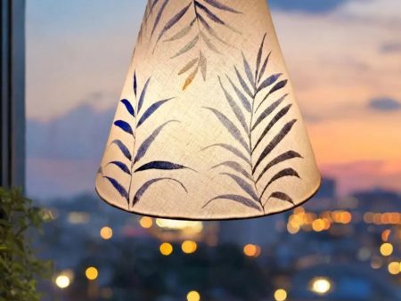 Blue Palm Leaves Cotton Cone Pendant Lamp | Blue For Cheap