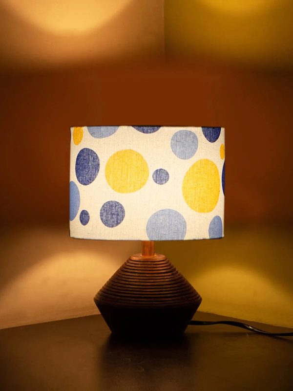 Contemporary Cotton Table Lamp with Wood Natural Base | 7 x 12 inches Online