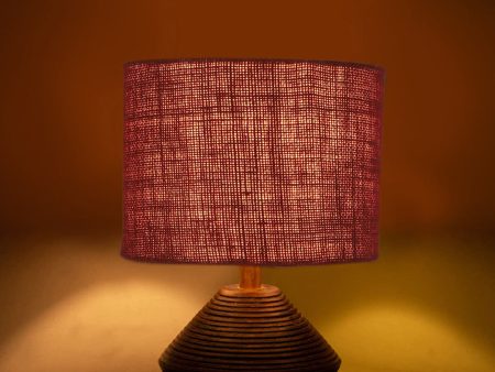 Elegant Maroon Jute Table Lamp with Wood Natural Base | 7 x 12 inches Online now