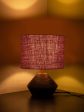 Elegant Maroon Jute Table Lamp with Wood Natural Base | 7 x 12 inches Online now