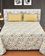 Yellow Cotton Bedding Set with 2 Pillow & 2 Cushion Covers | King Size| 108 x 108 inches For Sale