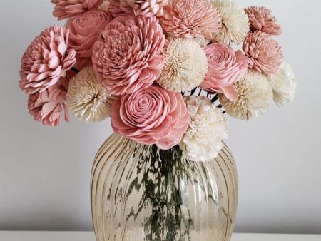 Blush Flush Sholapith DIY Flower Bunch | 1.33 feet |Vase Not Included | 40 Flower Heads Online Hot Sale