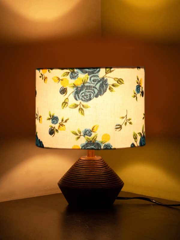 Colorful Cotton Table Lamp with Wood Natural Base | 7 x 12 inches Sale