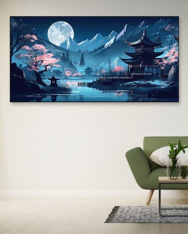 Asian Chinese Pagoda Temple Tower Canvas Floating Frame Online