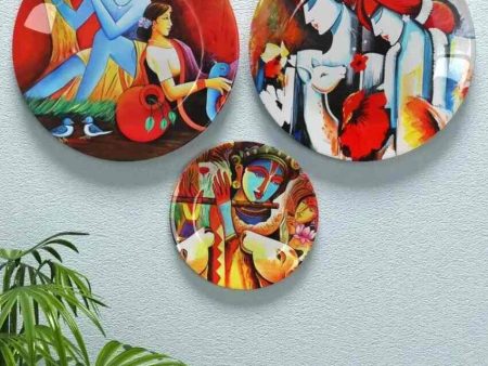 Krishna Radha Art Ceramic Wall Plates | Set of 3 For Cheap