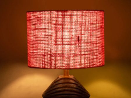 Stylish Pink Jute Table Lamp with Wood Natural Base | 7 x 12 inches For Cheap