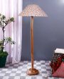 Beautiful Cotton Coolie Shade Floor Lamp With Natural Wooden Base | 13 x 56 Inches Online now