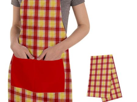 Box Checks Cotton Kitchen Aprons With Towel Online