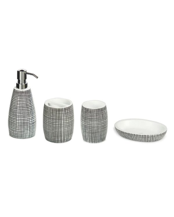 Sophisticated Soap Dispenser, Toothbrush Holder, Soap Dish & Tumbler Bath Set | Set of 4 Pcs Supply