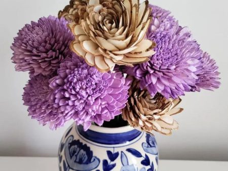 Lavender Almond Sholapith DIY Flower Bunch | Vase Not Included | 16 Flower Heads Sale