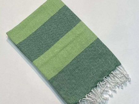 Hammam Green Beach Fouta Multipurpose Cotton Bath Towel With Fringes | 59.8 X 29.9 inches Hot on Sale