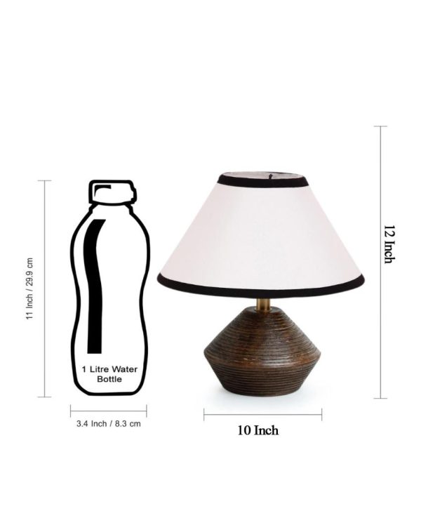 Black & White Cotton Table Lamp With Wooden Natural Base | 10 x 12 Inches Cheap