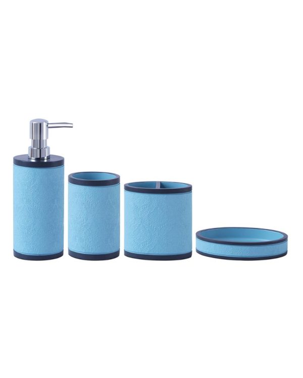 Teal Green Soap Dispenser, Toothbrush Holder, Soap Dish & Tumbler Bath Set | Set of 4 Pcs on Sale