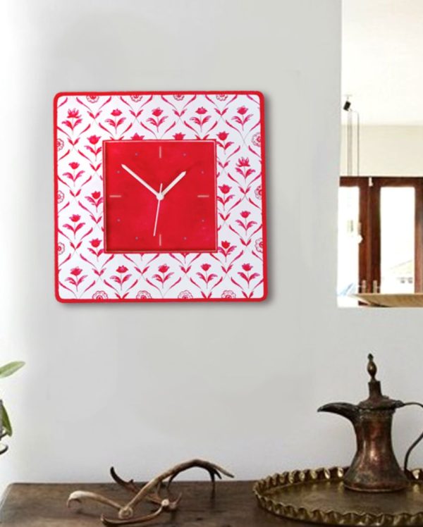 Modern Artistic Red Monochrome Roses MDF Wall Clock For Cheap