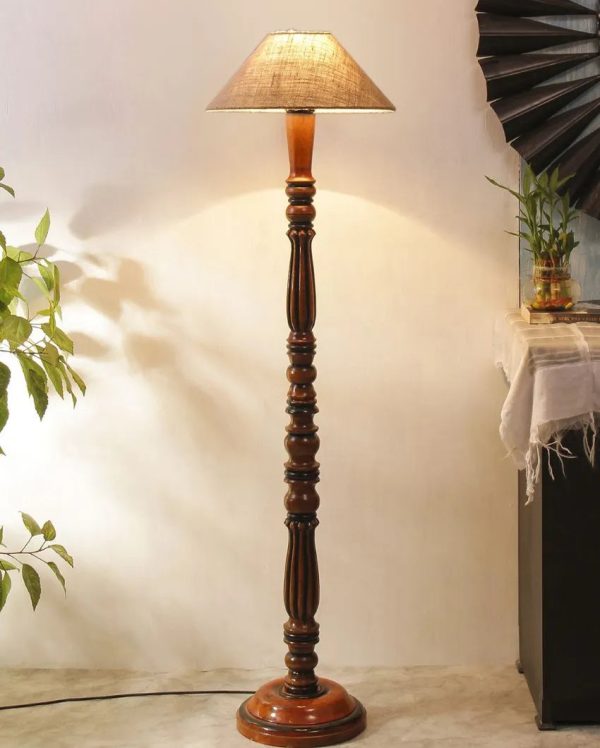 Beige Jute Wooden Floor Lamp | 4 Feet For Cheap