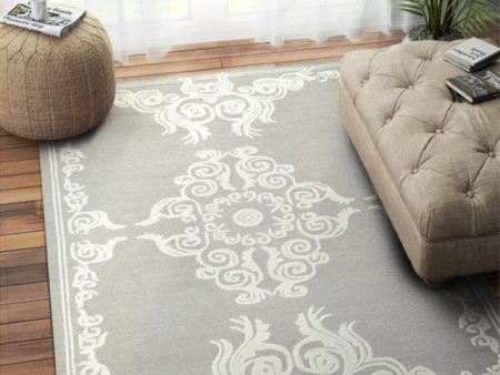 Traditional Hand Tufted Wool Carpet Classic and Stylish | Grey | 5 x 8 Feet Hot on Sale