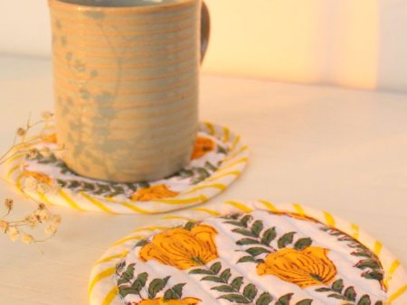 Daffodil Fabric Coasters | Set of 2 | 4 inches Online Sale