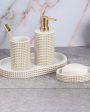 Golden Soap Dispenser, Tray, Soap Dish & Tumbler Bath Set | Set of 4 Pcs For Sale