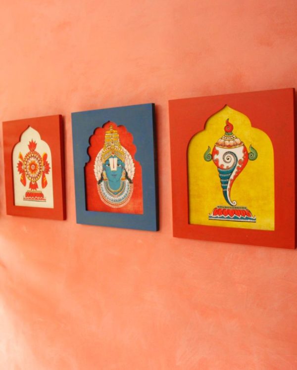 Traditional InDiyan Art Vishnu Avatar Ethnic Wall Arts | Set Of 3 on Sale