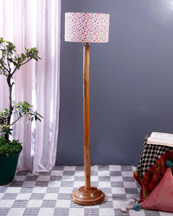 Chic Cotton Drum Shade Floor Lamp with Wooden Base | 12 x 57 Inches Fashion