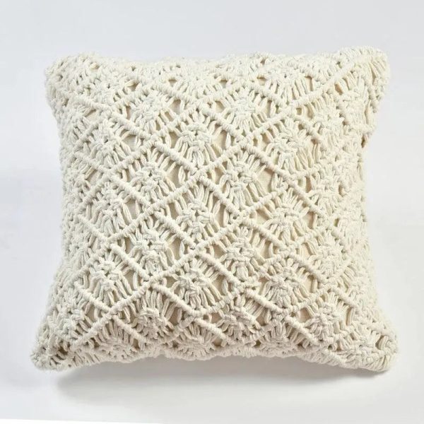 Floral Pattern Macrame Cotton Cushion Cover | 18 x1 8 Inches Discount