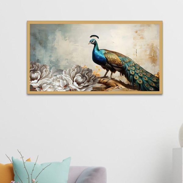 Peacock Canvas Wall Art With Acrylic Frame For Discount