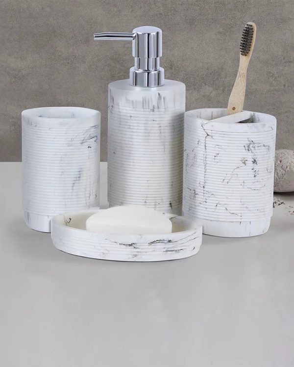 Sustainable Soap Dispenser, Toothbrush Holder, Soap Dish & Tumbler Bath Set | Set of 4 Pcs Online Hot Sale