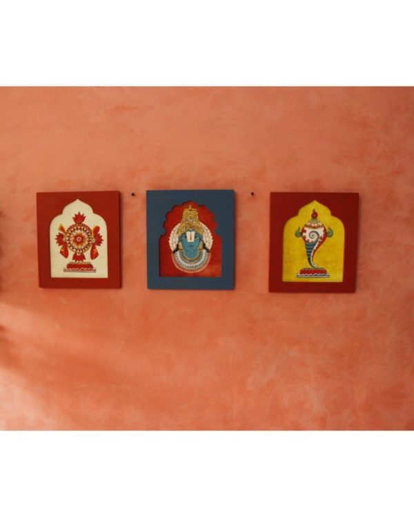 Traditional InDiyan Art Vishnu Avatar Ethnic Wall Arts | Set Of 3 on Sale