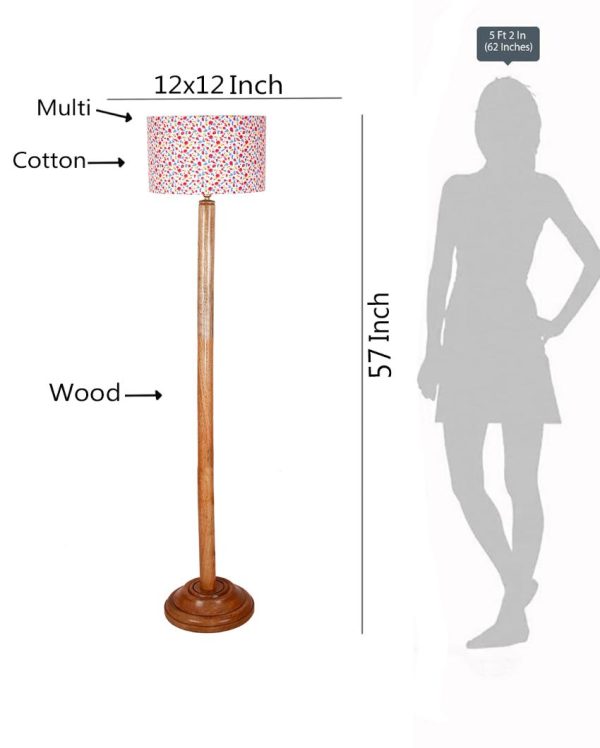 Chic Cotton Drum Shade Floor Lamp with Wooden Base | 12 x 57 Inches Fashion