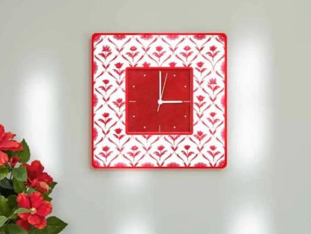 Modern Artistic Red Monochrome Roses MDF Wall Clock For Cheap