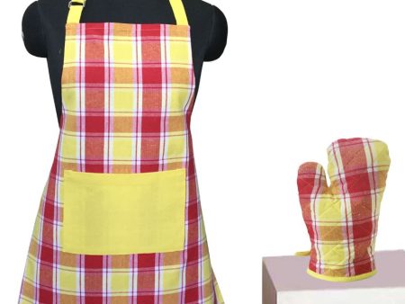 Colorful Checked Kitchen 1 Apron and 1 Oven Glove Hot on Sale