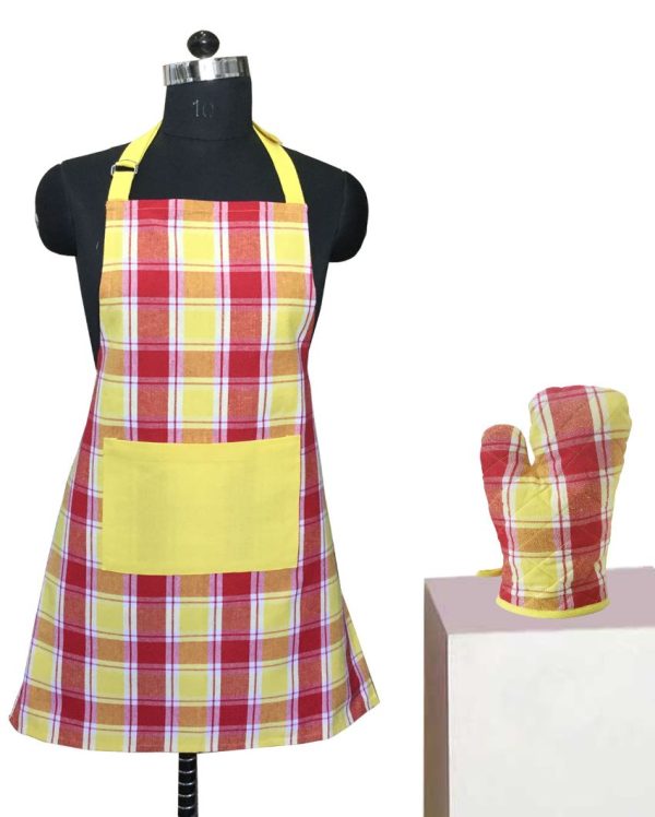 Colorful Checked Kitchen 1 Apron and 1 Oven Glove Hot on Sale