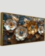 Elegant 3D Art Golden Floral Canvas Wall Painting Supply