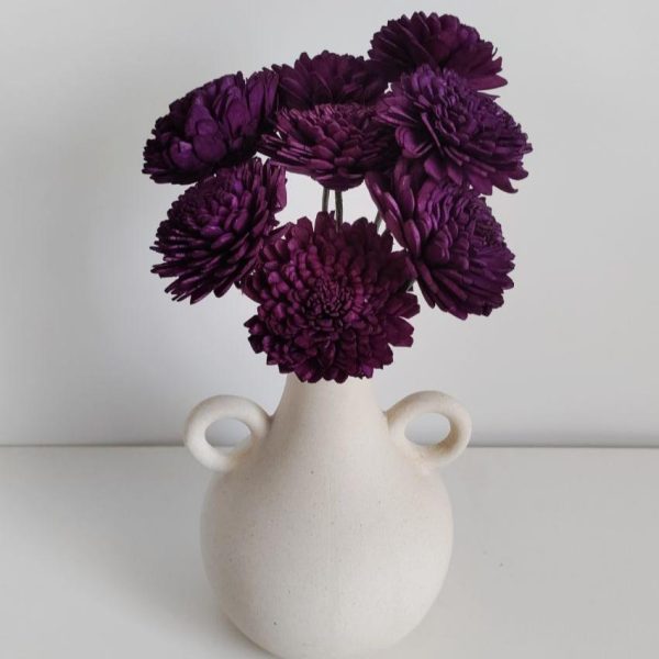 Dark Purple Zinnia Sholapith DIY Flower Bunch | Vase Not Included | 8 Flower Heads Sale