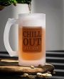 Chill Out Funny Quotes Printed Glass Beer Mug | 470 ml Supply