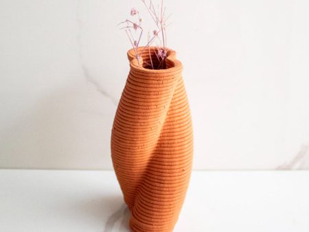 Terracotta Brown and Twisted Flower Vase Sale