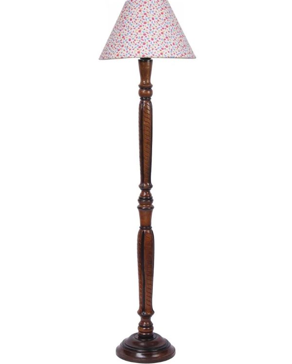 Blooms Cotton Conical Wooden Floor Lamp | 12 X 55 inches For Cheap