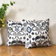 Blue Grey On White Cotton Cushion Covers | 16 x 16 inches Online Sale