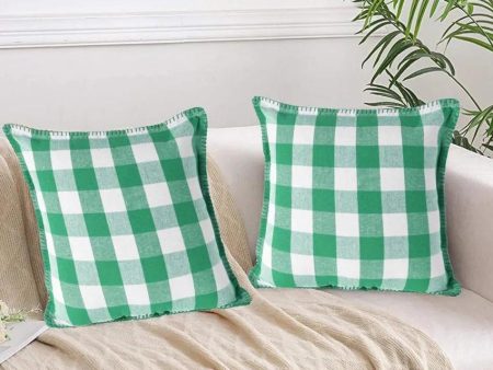 Blanket Stitch Square Cotton Cushion Covers | Set of 2 | 16 x 16 inches Online now