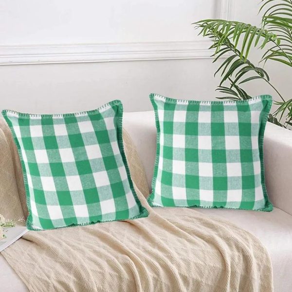 Blanket Stitch Square Cotton Cushion Covers | Set of 2 | 16 x 16 inches Online now