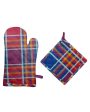 Solid Checks Cotton Oven Mitten & Pot Holders Set on Sale