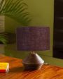 Brown Jute Table Lamp with Wood Natural base | 7x12 inches Cheap