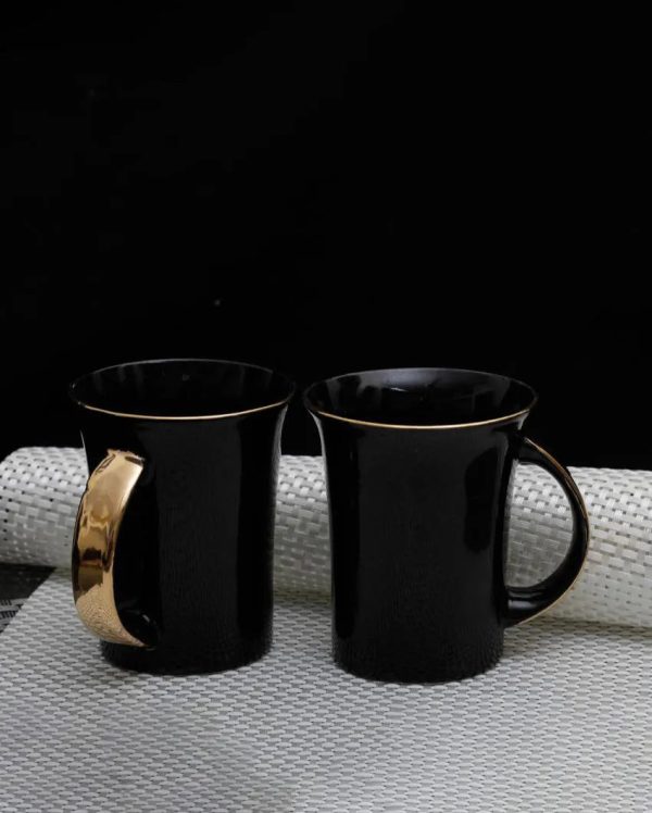 Black Muddy Gold Line Bone China Coffee Mug | 250 ml For Sale