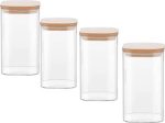 Glass Bamboo Lid Air Tight Jar | 1L | Set of 4 Sale