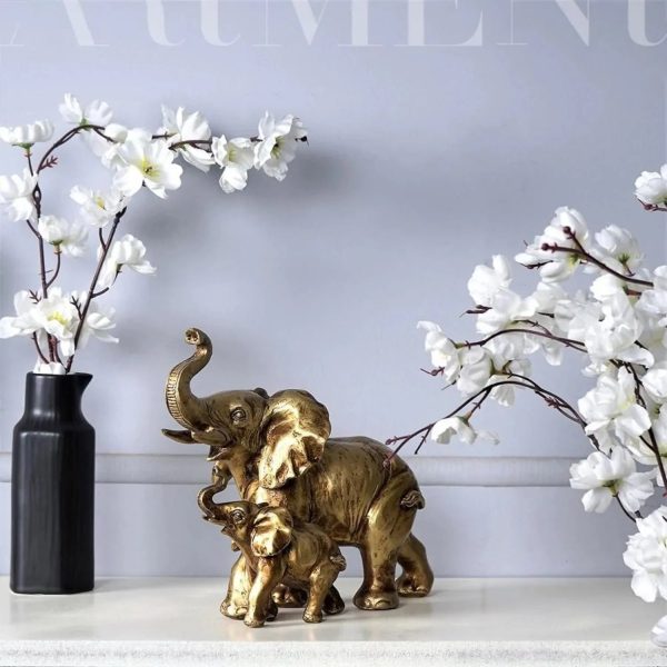 Rustic Mom And Baby Elephant Table Accent Fashion