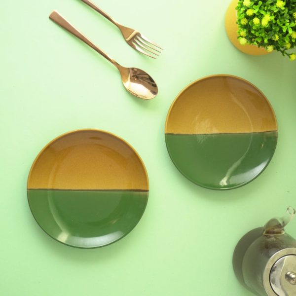 Dual Tone Ceramic Ceramic Plates | Set of 2 | 7 Inches For Sale